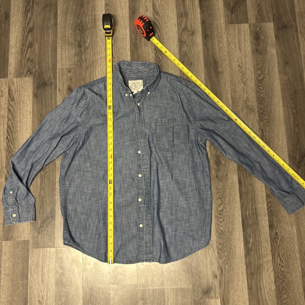 St Johns Bay Shirt Mens XL Blue Denim Button Up Long Sleeve Casual Cotton